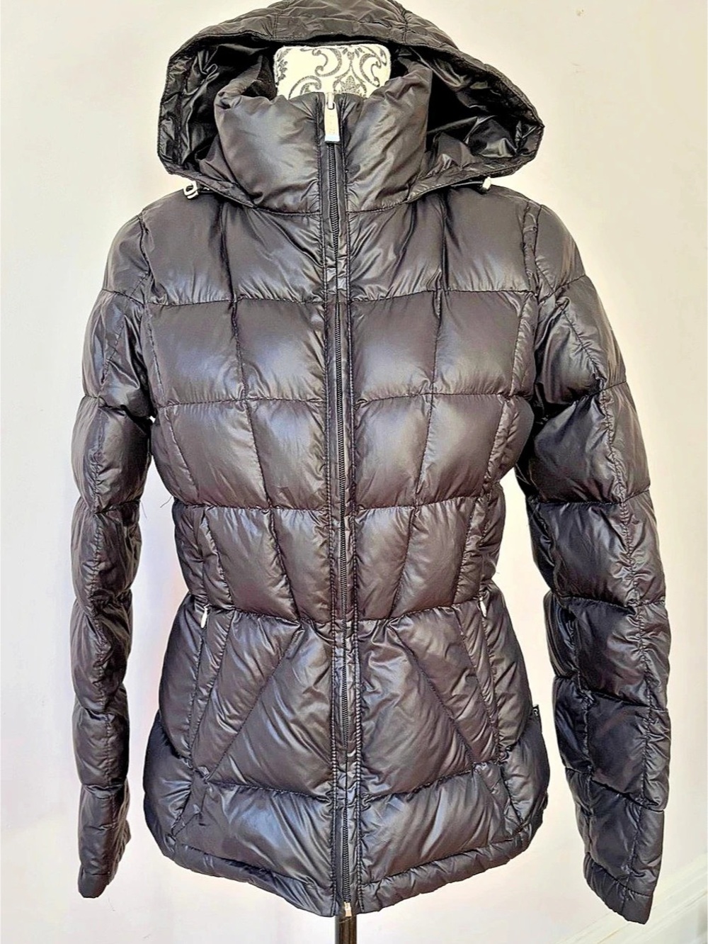 Calvin Klein Black Hooded Down PACKABLE Puffer Jacket Black XS